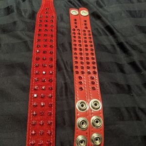 Red Rhinestone Collar/Bracelet Set